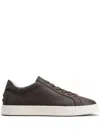 Tod's Grained Leather Round Toe Rubber Sole Sneakers In Brown