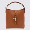 Tod's Brown Textured Leather Bucket Bag With Adjustable Strap And Gold-tone Logo In Brown