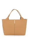 Tod's Beige Tote Bag With Two Top Handles And Logo Plaque On The Front In Leather Woman In Brown