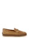 Tod's Suede Loafers With Cord Weaving And T Ring In Brown