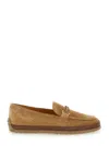 Tod's Suede Loafers With Cord Weaving And T Ring In Brown