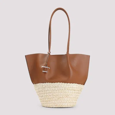 TOD'S BROWN LOGO TOTE