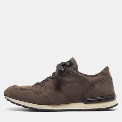 Pre-owned Tod's Brown Nubuck Lace Up Sneakers Size 41
