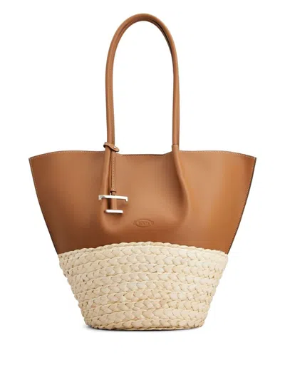 Tod's Borsa Shopping In Rafia Marrone