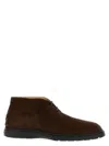 Tod's Brown Suede Desert Boots With Lace-up Closure And Gommini Sole In Brown
