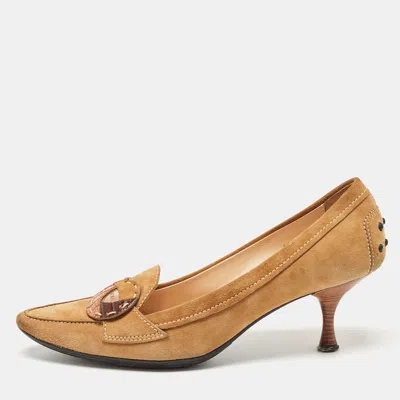 Pre-owned Tod's Brown Suede Bow Loafer Size 38.5