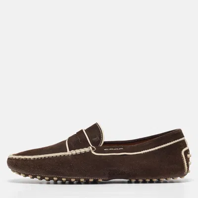 Pre-owned Tod's Brown Suede Gommino Loafers Size 43