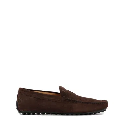 Tod's Brown Suede Gommino Penny Loafers