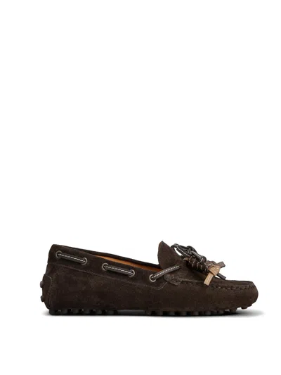 Tod's Mocassini In Pelle Suede Marrone Tods In Brown