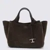Tod's Brown Suede Leather Top Hansle Bag In Brown