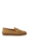 Tod's Suede Loafers With Cord Weaving And T Ring In Brown