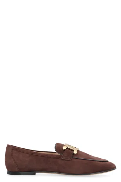 Tod's Brown Suede Loafers For Women