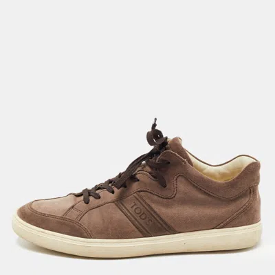 Pre-owned Tod's Brown Suede Low Top Sneakers Size 41.5