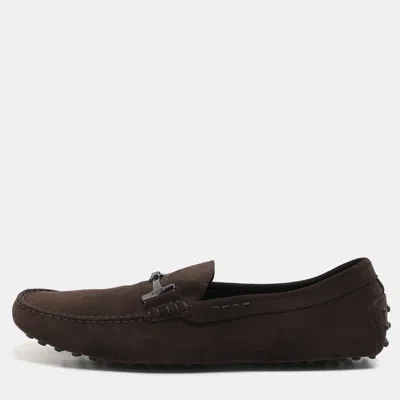 Pre-owned Tod's Brown Suede Penny Loafers Size 43.5