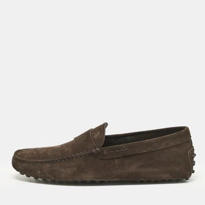 Pre-owned Tod's Brown Suede Slip On Loafers Size 39.5