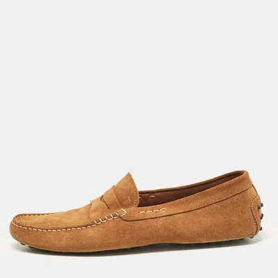 Pre-owned Tod's Brown Suede Slip On Loafers Size 45.5