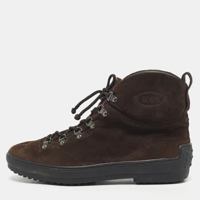 Pre-owned Tod's Brown Suede W. G. Heritage Ankle Boots Size 40