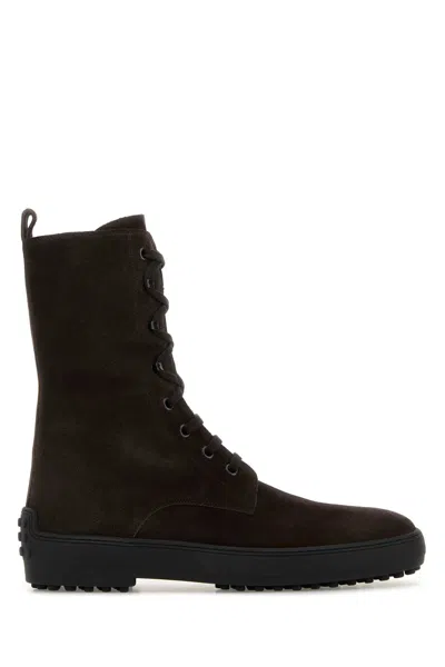 TOD'S BROWN SUEDE WINTER ANKLE BOOTS