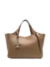 Tod's Textured Leather Tote Bag With 2 Handles In Brown
