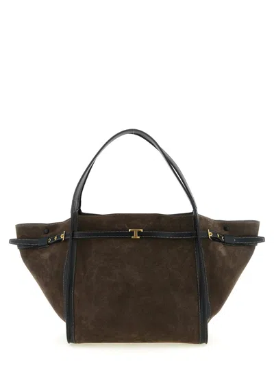 Tod's Brown T Signature Medium Tote In Pattern