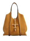 Tod's T Timeless Mini Shopping Bag In Suede In Brown
