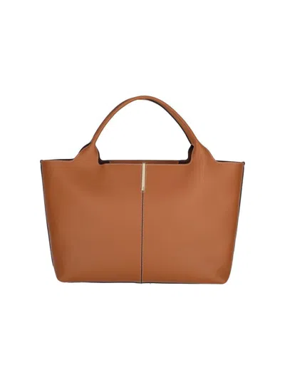 Tod's Brown Tote Bag With Magnetic Closure And Embossed Logo Detail