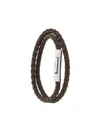 Tod's Braided Brown Bracelet With Engraved Logo Clasp In Brown