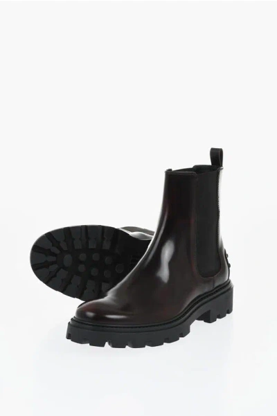 TOD'S BRUSHED LEATHER CHELSEA BOOTIES
