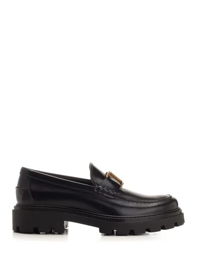Tod's Brushed Leather Loafer In Black