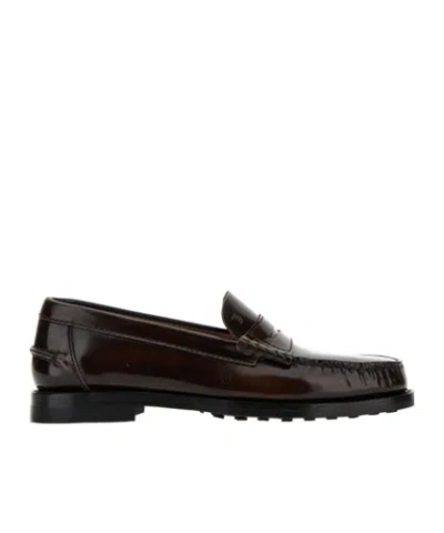 TOD'S TOD'S LOGO EMBOSSED PENNY LOAFERS