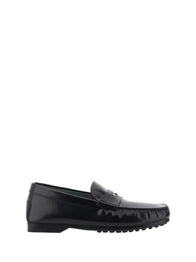 Tod's Brushed Leather Loafers With Penny Detail In Nero