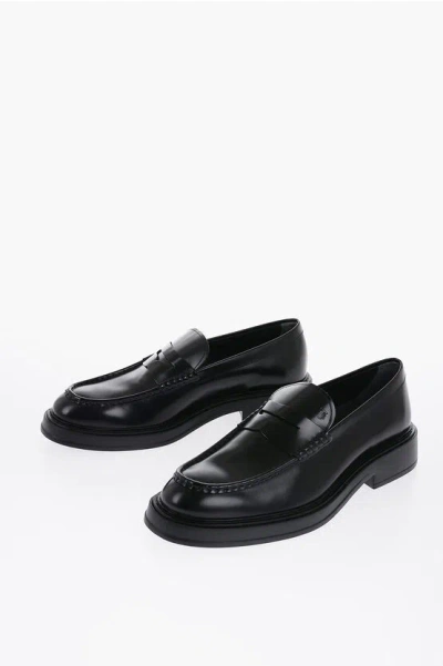TOD'S BRUSHED LEATHER PENNY LOAFERS