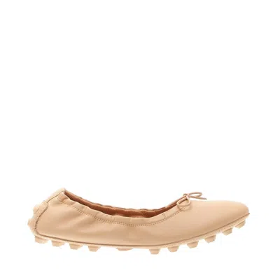 Tod's Bubble Ballerina In Beige Leather In Brown