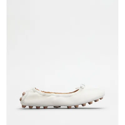 Tod's Bubble Ballerinas In Leather In White