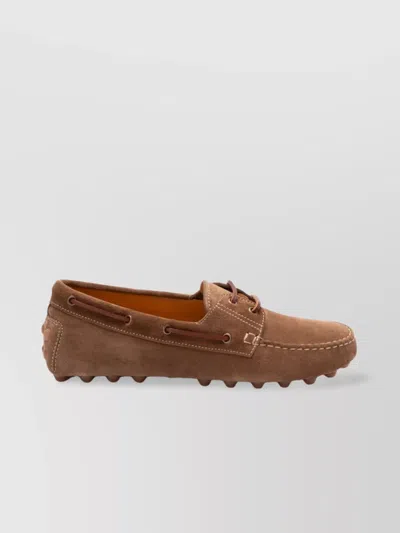 TOD'S BUBBLE LACE-UP BOAT LOAFERS WITH SUEDE FINISH