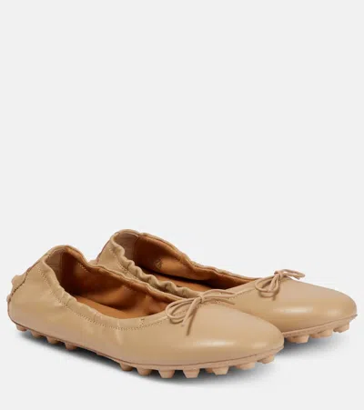 TOD'S BUBBLE LEATHER BALLET FLATS