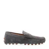 Tod's Almond Toe Leather Loafers With Penny Strap In Grey