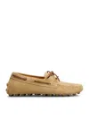 Tod's Boat Gommino Bubble Suede Loafers Shoes In Nude & Neutrals