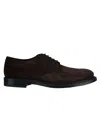 Tod's Brown Wingtip Derby Shoes With Intricate Brogue Detailing