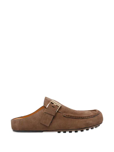 Tod's Buckle-detail Gommini Suede Mules In Brown