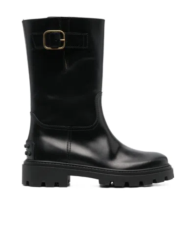 TOD'S TOD'S BUCKLE-DETAILED ROUND-TOE BOOTS