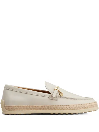 Tod's Buckle-detail Leather Loafers In Neutral