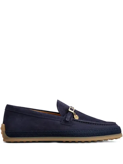 Tod's Buckle-detail Suede Loafers In Blue
