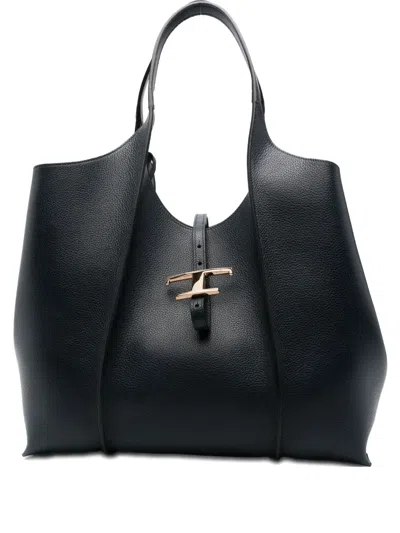Tod's Buckle-detail Tote Bag In Blue