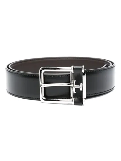 Tod's Buckle-fastening Leather Belt In Black