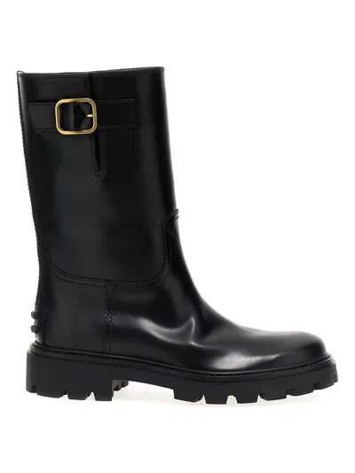 TOD'S BUCKLE LEATHER BOOTS