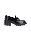 Tod's Shiny Leather Logo Buckle Chunky Loafers In Black  