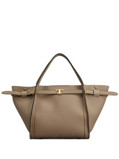 Tod's Buckle Strap Tote Bag In Brown