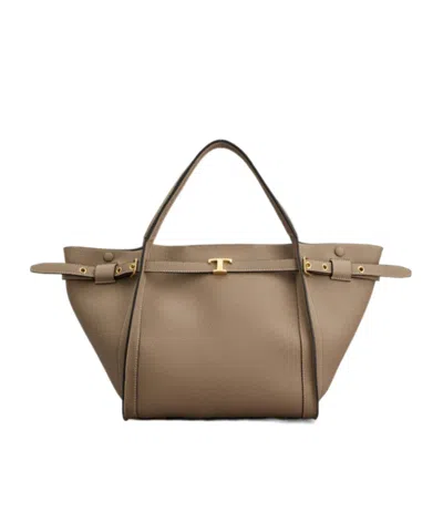Tod's Buckle Strap Tote Bag In Neutral