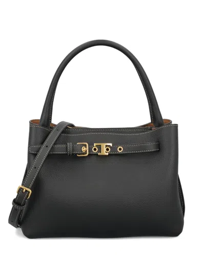 Tod's Buckle Top-handle Tote Bag In Black